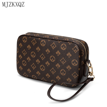 Mjzkxqz Vintage Men Clutch Bag Wrist Leather Classical Floral Clutch Handbags Phone Pocket Zipper Purse Coin Holder Bag-Clutch