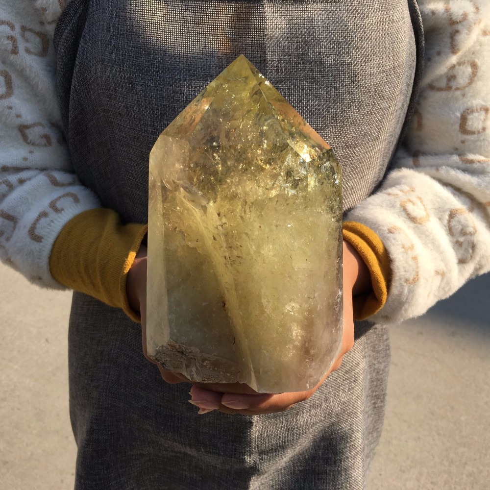 Big size Natural Smokey Citrine Quartz Obelisk Crystal Wand Point Healing 1.5kg