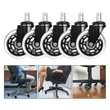 5PCS Office Chair Caster Wheels 3 Inch Swivel Rubber Caster Wheels Replacement Soft Safe Rollers Furniture Hardware