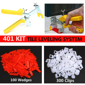 401pcs Tile Leveling System Spacer Tiling Flooring Tools 300 Pieces Clips + 100 Pcs Wedges + Pliers Spacer 3mm