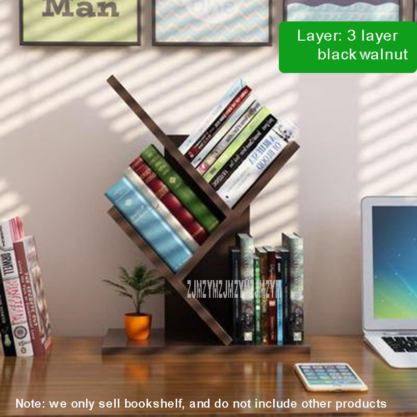 Creative Desktop Tree Shape Bookshelf Wood Multilayer Books Organizer Desktop Bookends Studyroom Desk Accessories Office Suplies