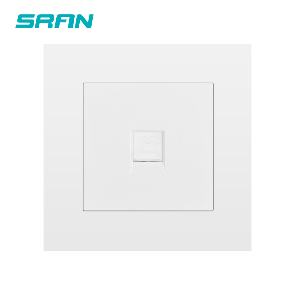 SRAN wall rj11 interface,white/black/gold/sliver/gray Flame Retardant PC Panel 86mm*86mm telephone Socket