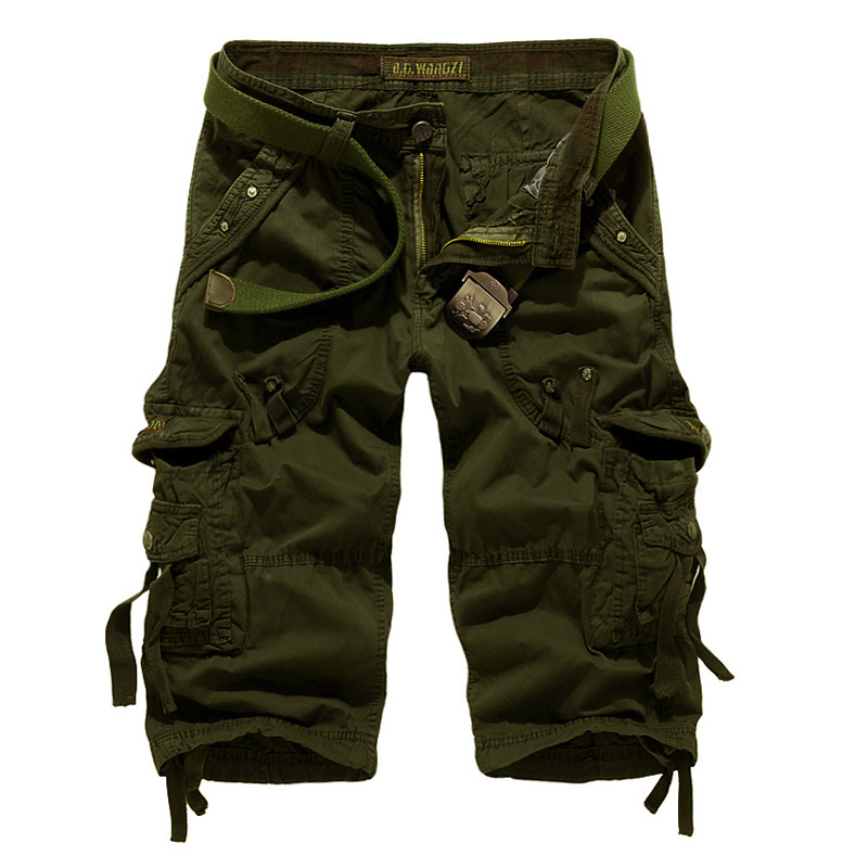 Dropshipping 2021 New Cargo Shorts Men Casual Workout Military Men's Shorts Multi-pocket Calf-length Short Pants Men