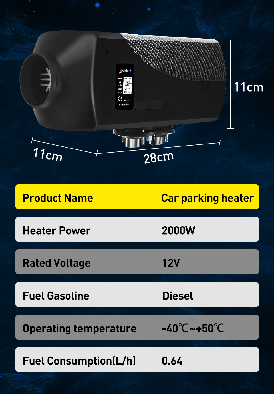 12V 2KW Car Diesels Air Parking Heater Car Heater LCD Remote Control Monitor Switch + Silencer for Trucks Bus Trailer Heater