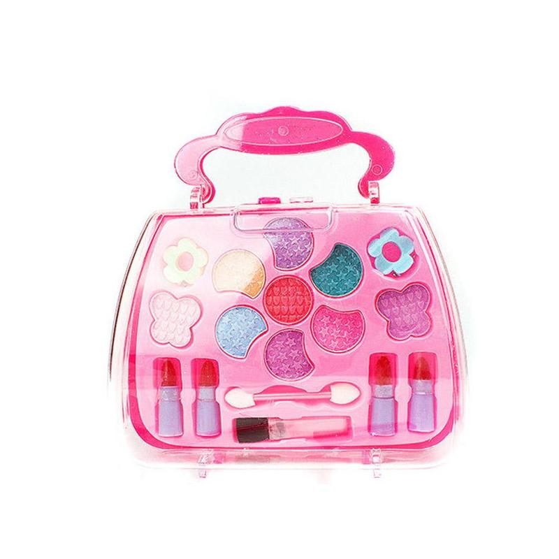 Princess Makeup Set For Kids Cosmetic Girls Gift Kit Eyeshadow Lip Gloss Blushes Girl Carrying Box Play House Toy