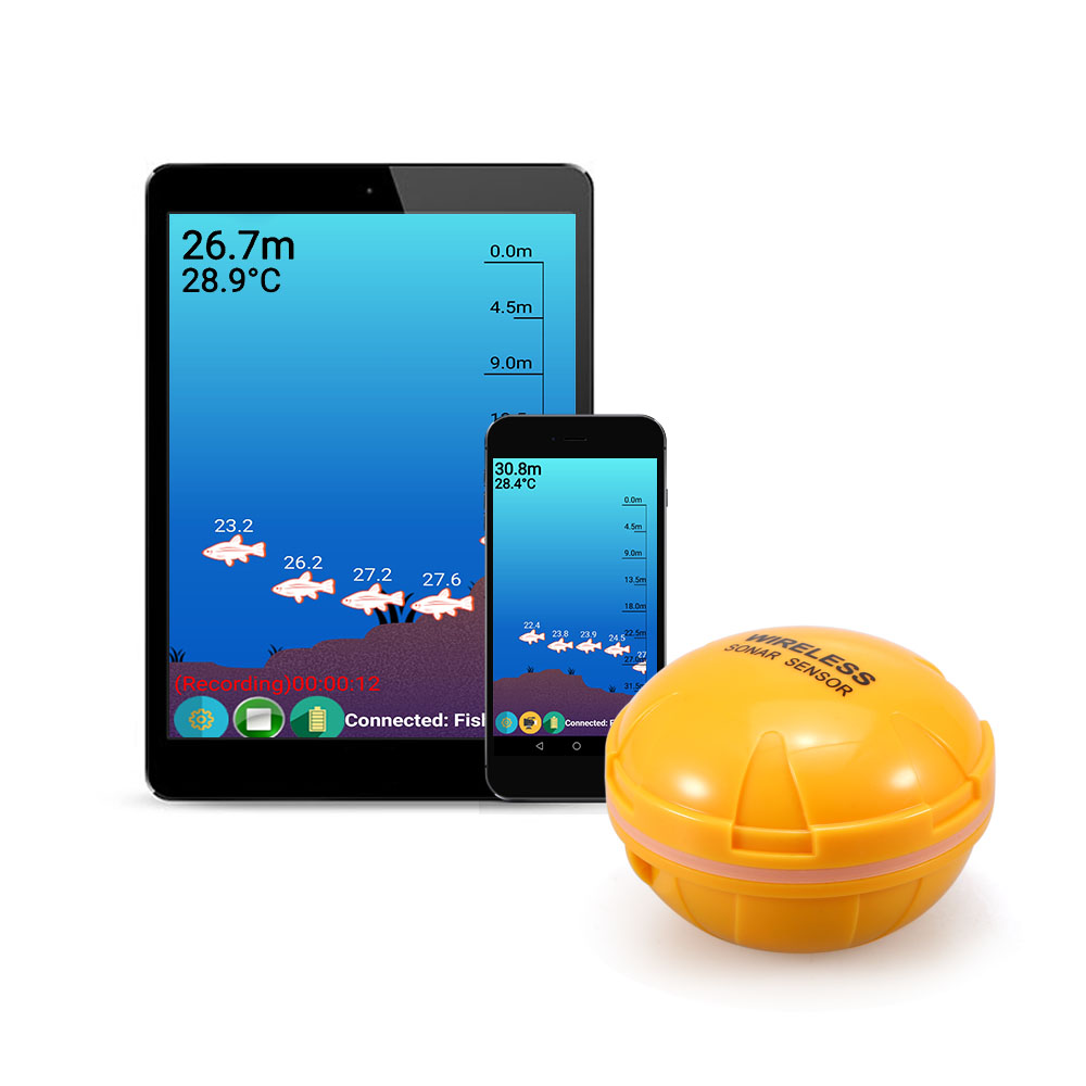 Portable 36M/118ft Depth Wireless Remote Fish Finder Sonar Sensor Sea Lake Fish Detector Echo Sounder for iOS Android Pesca
