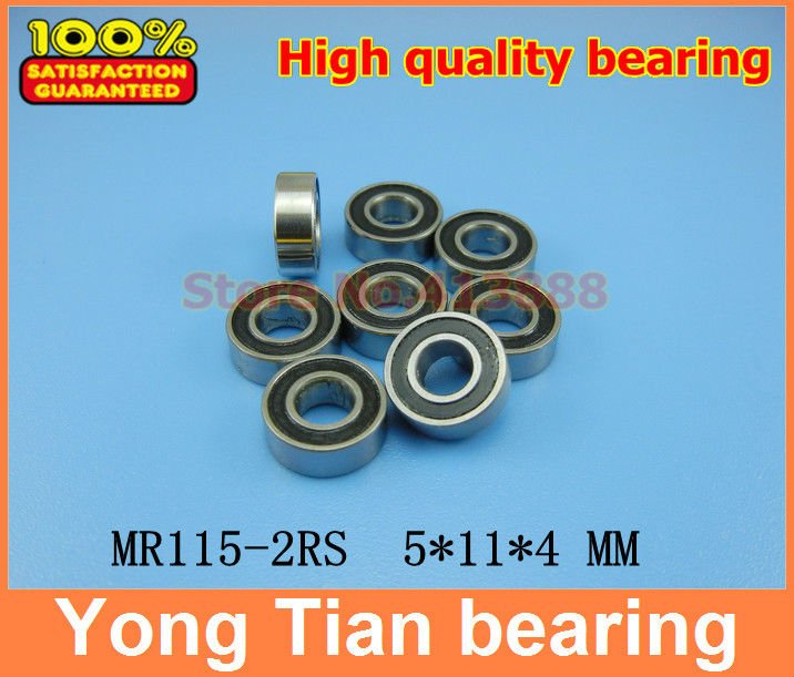 NBZH sale price 10pcs High quality ABEC-5 Z2V2 EMQ MR115-2RS 5*11*4 mm Miniature Ball Bearings MR115RS L1150