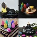 10Pcs Natural Reflux Tower Smoke Cones Bullet Buddhism Back Flow Tower Incense Burner Holder Cone Smoke Sandalwood Aromatherapy