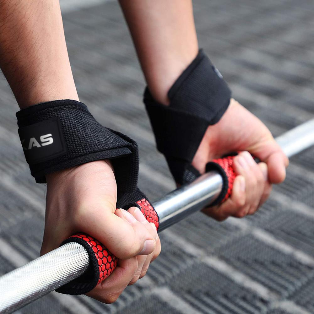 MKAS Weight lifting Wrist Straps Fitness Bodybuilding Training Gym CrossFit lifting straps with Non Slip Flex Gel Grip