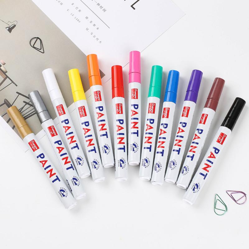 12 Colors Paint Marker Pen Waterproof Car Tyre Tire Tread CD Metal Permanent Paint Marker Oily DIY Art Marker Pen(single pen)