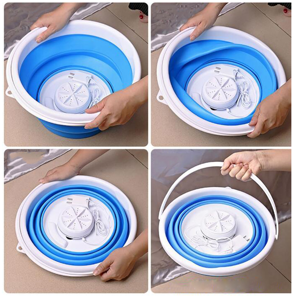 Foldable Mini Washing Machine Rotating Ultrasonic Turbines Washer Clothes Cleaner for Travel