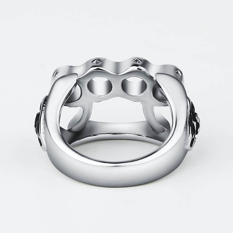Men's Boxing Ring titanium Stainless Steel Finger Fitness Ring Personality Jewelry Silver Color Skull Rings for Men Women Gift