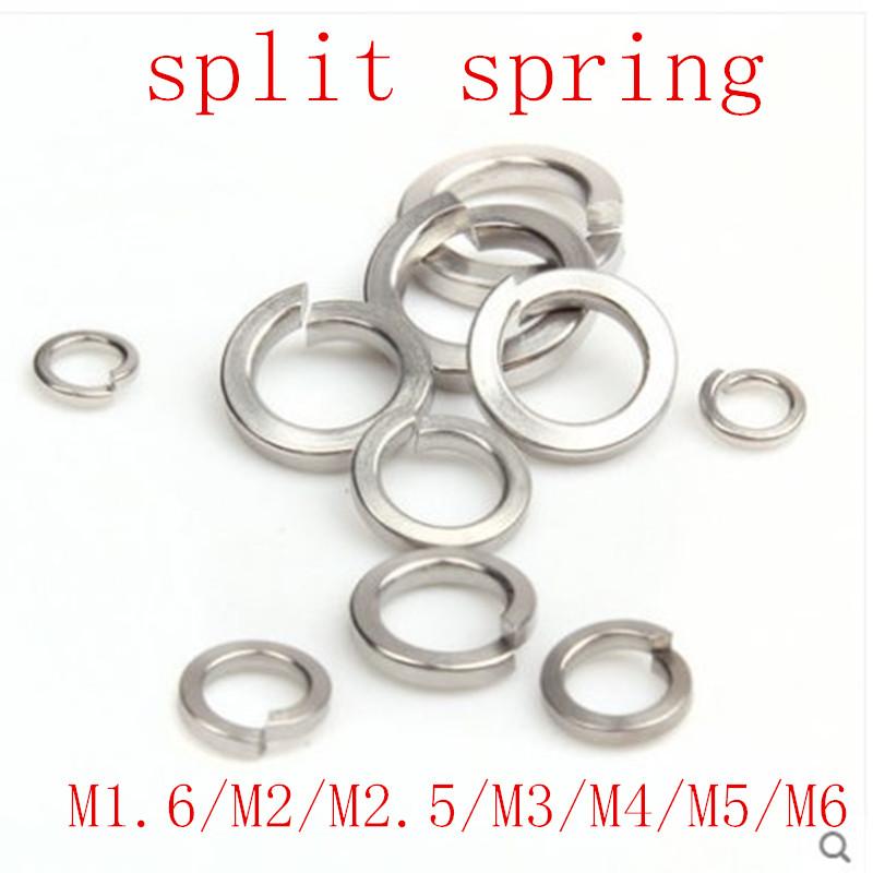 1000PCS M1.6 M2 M2.5 M3 M4 M5 M6 304 Stainless Steel Spring Washer Split Lock Washers