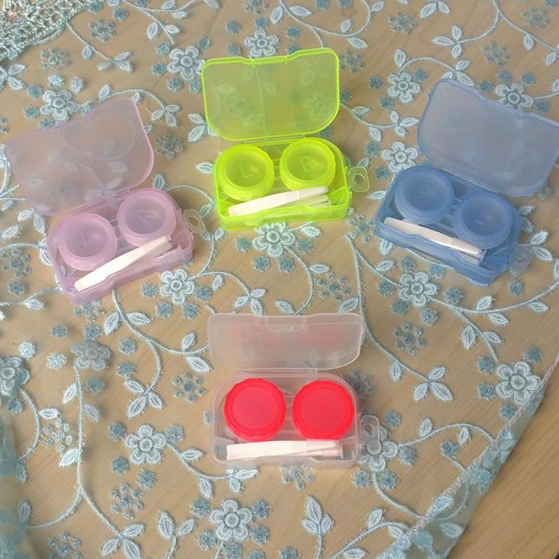 1PCS New Korean Style Small Fresh Portable Transparent Pocket Contact Lens Case Travel Kit Easy Carry Container Holder Women 20g