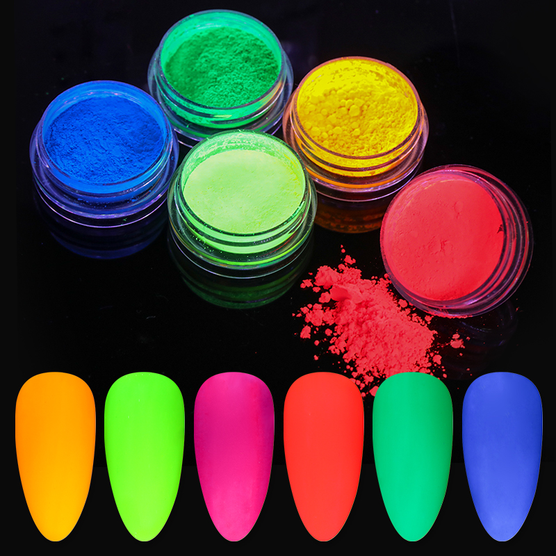 1 Box Neon Phosphor Powder Nail Glitter Powder Colorful Dust Luminous Pigment Fluorescent Powder Nail Glitters Decoration