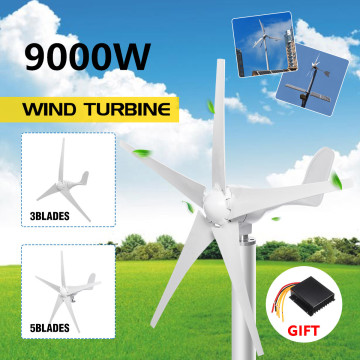 9000W Horizontal Wind Generator 12/24/48V 3/5Blade Wind Turbines Generator Windmill Energy Turbines Charge with Controller