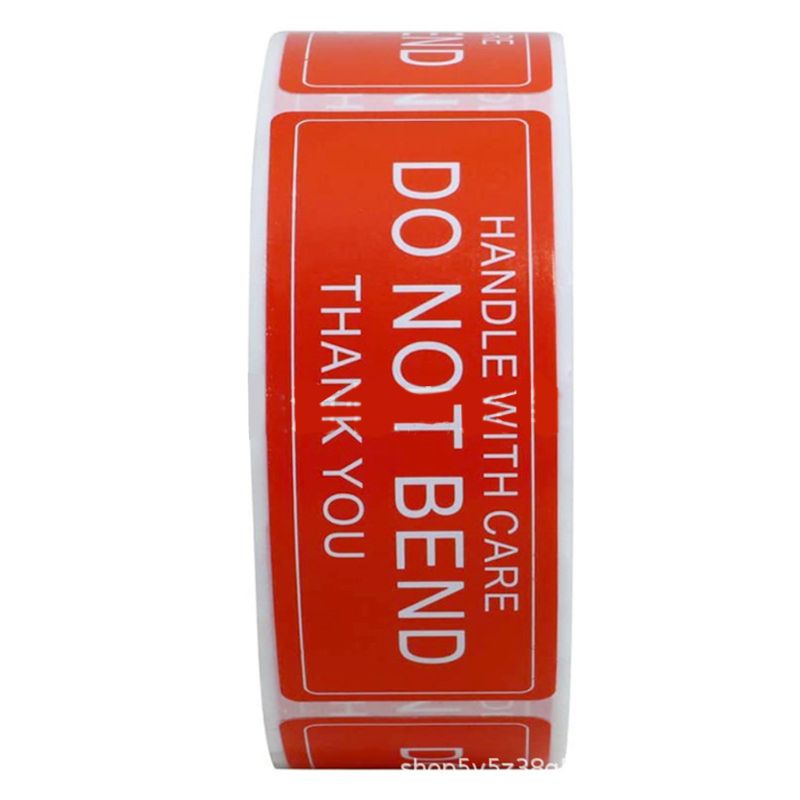 Red Warning Sticker Fragile Handle With Care DO NOT BEND 2.5x7.5cm Transport Packaging Remind Labels 150/500pcs/roll