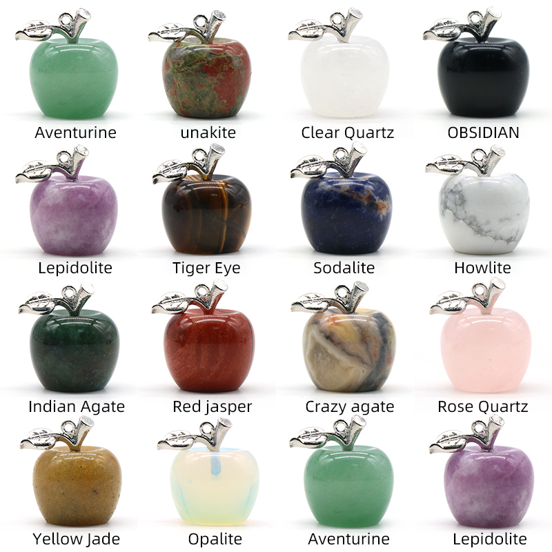 Handmade Craved 20MM Agate Apple Pendant Necklace