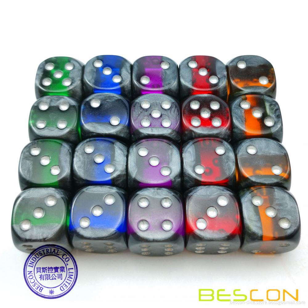 Bescon Mineral Rocks GEM VINES 6 Sides 16MM Dice Set 20 Pack, 5/8" D6 Mineral Rock Dice Set in Assorted Colors