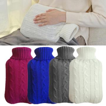 2000ml Acrylic Fiber Hot Water Bottle Knitted Cover Solid Color Water-filled Bag Cloth Cover Hand Warm Pouch Protective Cover