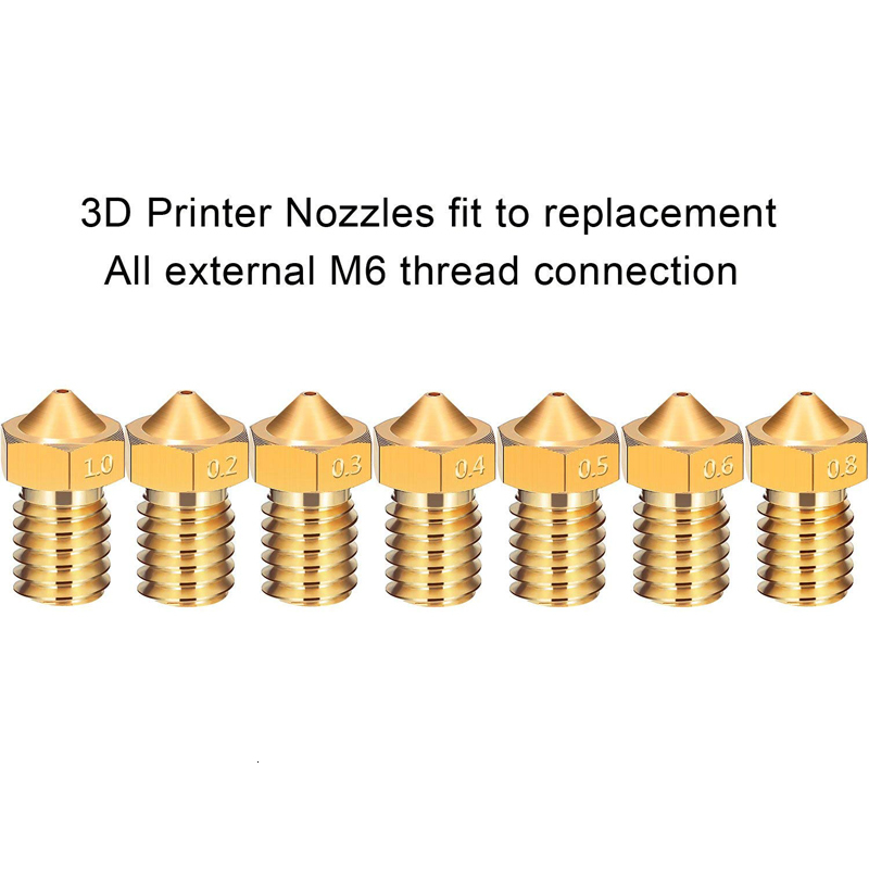100 Pcs V5 V6 Nozzle 0,4mm 0,3mm 0,2mm 0,5mm Copper 3d Printer Parts Extruder Threads 1,75mm 3,0mm Filament Head Brass Nozzles