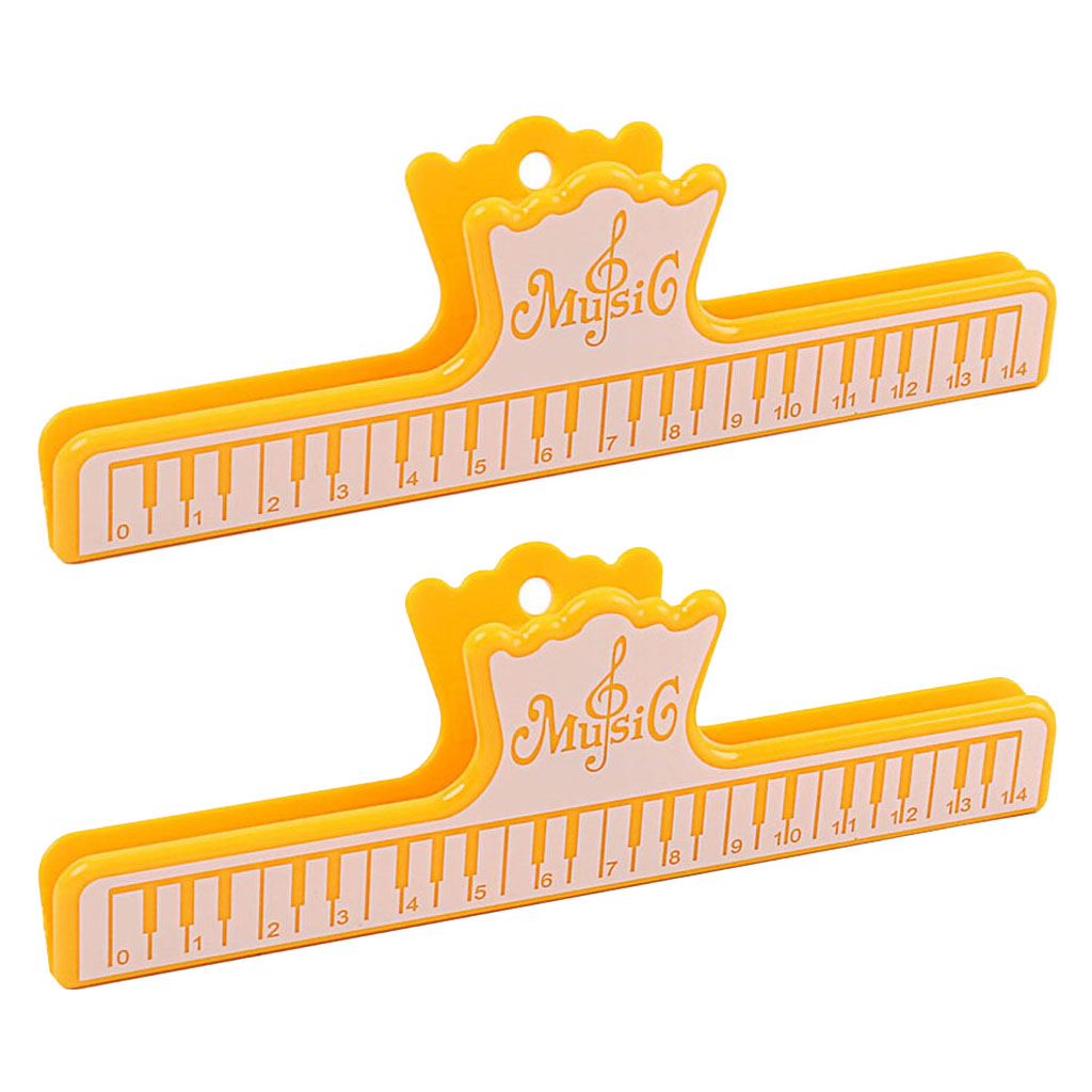 2pcs Plastic Music Note Clips Book Page Clip Bookmarks Yellow