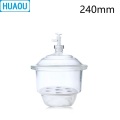 HUAOU 240mm Vacuum Desiccator with Ground - In Stopcock Porcelain Plate Clear Glass Laboratory Drying Equipment