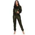 2020 New Winter Women sets Hooded Full Sleeve Crop Top Pants Suit Two Piece Set Casual PU Leather Fitness Tracksuits GL2052
