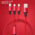 !ACCEZZ 3 in 1 Micro USB Type-C Lighting Charging Cables For iPhone 8 6s Plus X Xiaomi Samsung Universal Phone Charge Cable 1.2M