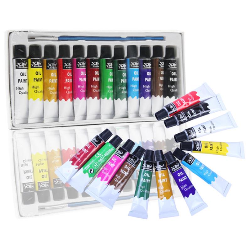 Oil Paint Set 12 Color Tubular Acrylic Art Painting Water Color Oil Paint Pen Suit For Canvas Mat Board Panel Paper