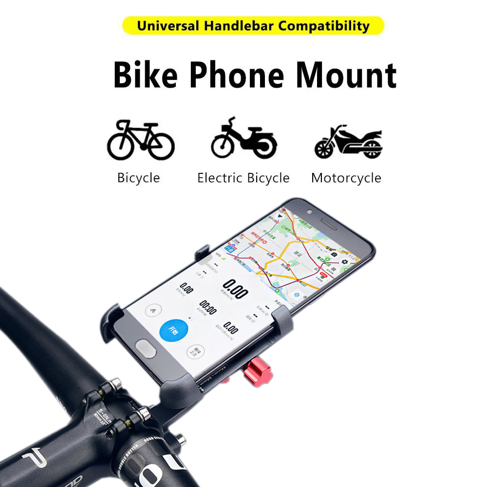 Aluminum Alloy Bicycle Mobile Phone Holder 360 Rotatable Adjustable Bicycle MTB Phone Holder Non-slip Stand Cycling Accessories