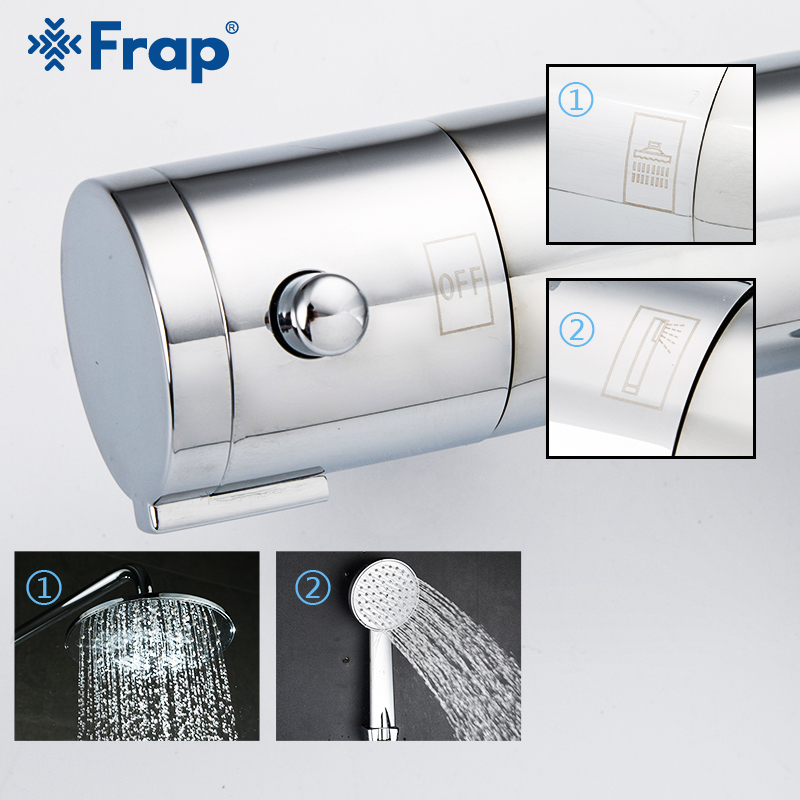 Frap Sanitary Ware Suite bathroom thermostatic shower faucet set bath shower mixer with thermostat waterfall wall shower system