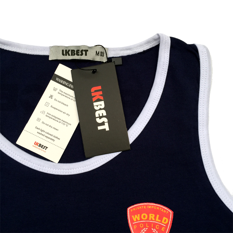 LKBEST 2019 New Men'S Tank Tops Casual Cotton Men Vest World Police Pattern Undershirt Men Brand Clothing 3 Colors M-XXL (N-191)