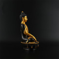 Auspicious Triratna Buddha Statue Resin Coloured Drawing Figurine 21cm Amitabha Figure of Buddha Solemn Temple