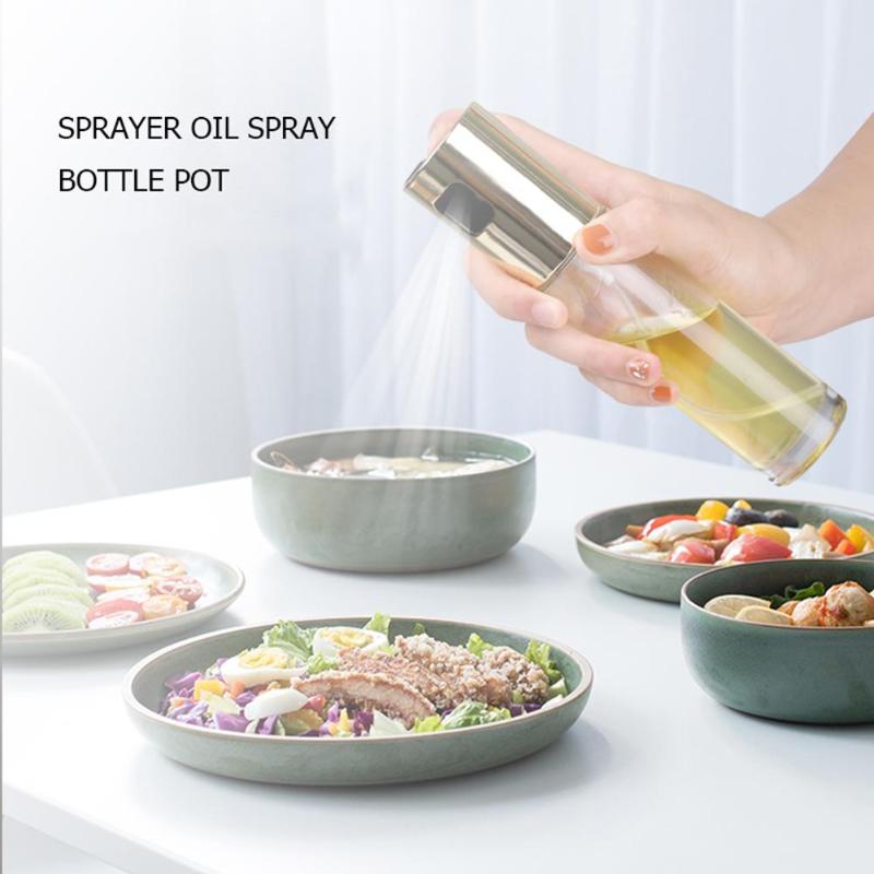 Glass Olive Oil Sprayer Kitchen Spray Bottle Pump Stainless Steel Pot Leak-proof Drops Dispenser Bbq Cooking Tools