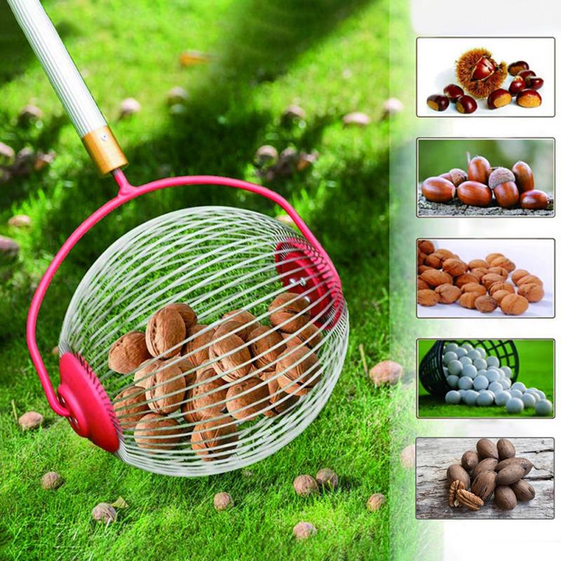 Universal Metal Garden Tool Pick Up Children Adults Harvester Nut Collector Easy Operate Pecan Picker Gatherer Rolling Extension