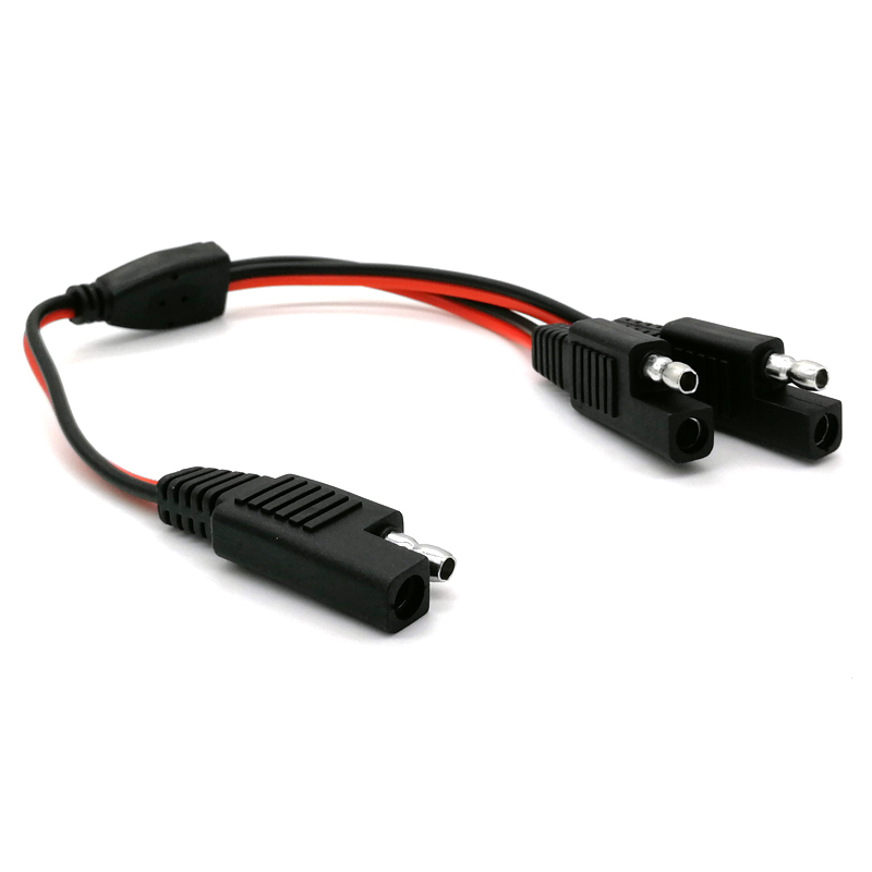 DIY 1 to 2 SAE Power Extension Cable Adapter Connector 2 Pin Quick Connect Disconnect Plug SAE Power Extension Cable 18AWG 300mm