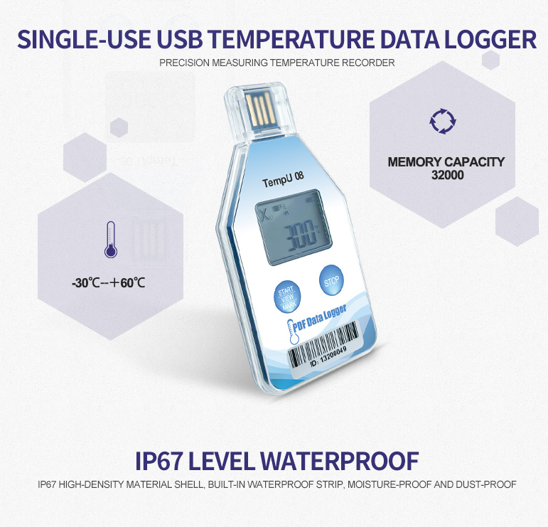 Single Use IP67 USB Temp Recorder 