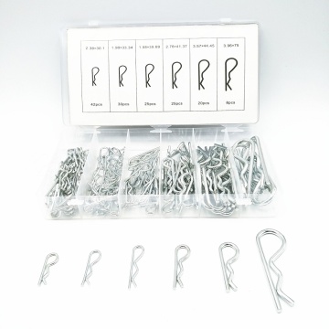 150 Pcs Hitch R Pin Clip Assortment Kit Tool Steel R Type Spring Cotter Pin Wave Shape Split Clip Clamp Hair Tractor Pin for Car