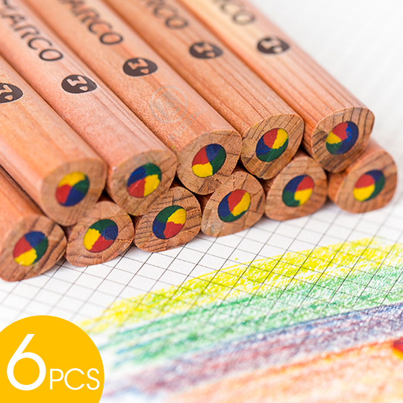 Marco 6pcs/set NEW Rainbow Color Pencil for kids 4 colors in 1 Andstal Non-toxic Color Pencils Colored Pencils for School