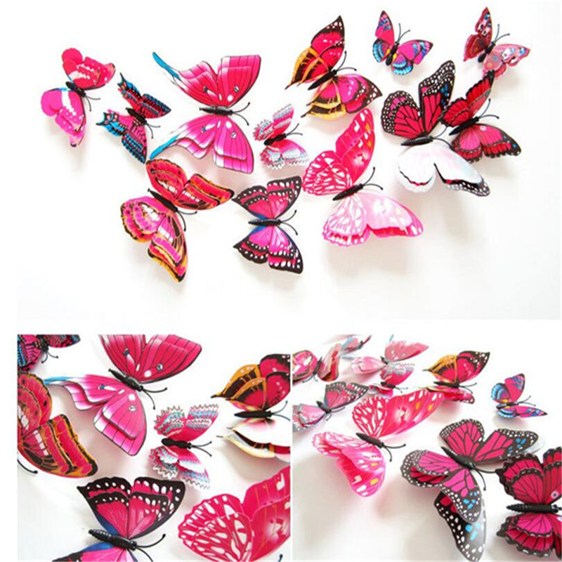 3D Butterfly Wall Stickers Home Decor Sticker on The Art Wall Decal Mural for Vintage Home Appliances Kids Rooms Fridge Stickers