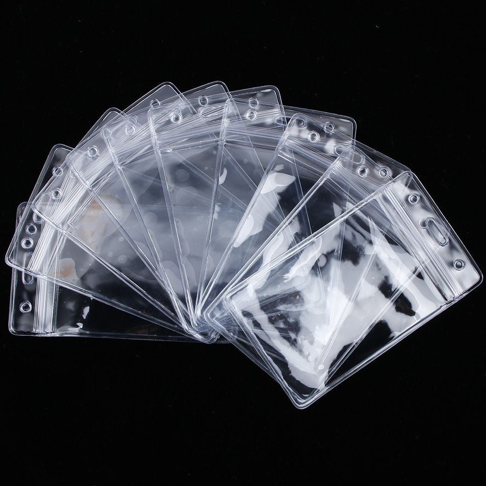 10Pcs Vertical Transparent Vinyl Plastic Clears ID Card Bag Case Badge Holder Accessories