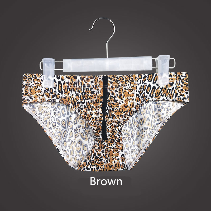 Men's Underwear Flower Leopard Print Ice Silk Breathable Men's Briefs Sexy and Comfortable Cuecas Underpants Men