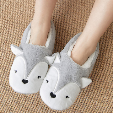 Female animal slippers cozy soft floor home shoes indoor flat warm plush slippers for girls winter women slippers 2020