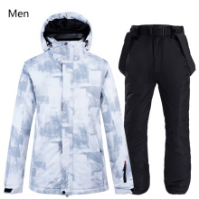 -30 Men's and Women's Snow Suit Sets Waterproof Windproof Ski Wear Snowboard Clothing Winter Costumes Jackets + Strap Pants