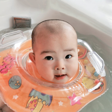 Sainteve 1pc Inflatable Baby Neck Swim Ring Cute Cartoon Infant Float Safety Bath Accessories With Bells For Kids Swimming Pool