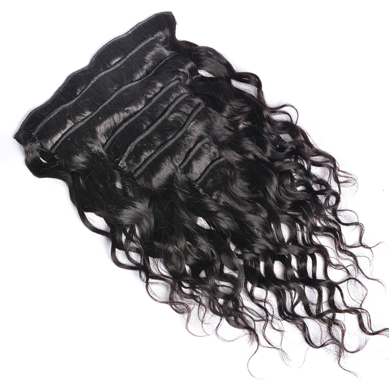 Modern Show Water Wave Clip In Human Hair Extensions Remy Human Hair Brazilian Clip Natural Black 8Pcs/Set 120g