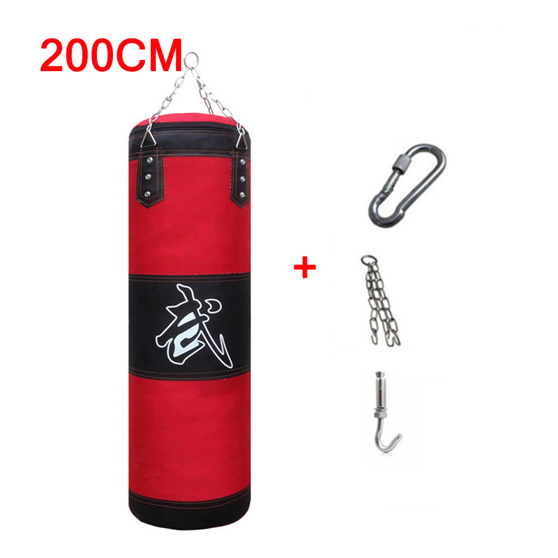 200cm Thickened Red Canvas Punching Bag Unfilled Crossfit Heavy Duty Boxing Bags Muay Thai Boxsack Sand Bag