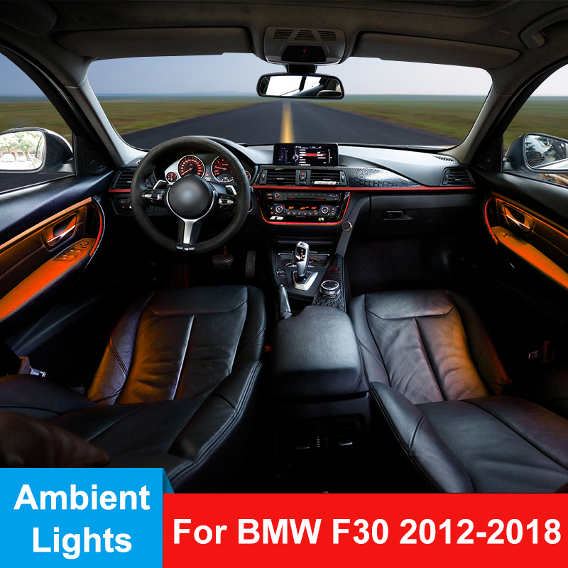 Blue Orange 2 Color Car Neon Interior Door Panel Ambient Light Decorative Lighting Tuning For BMW 3 Series F30 F31 2012-2018