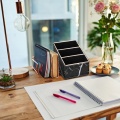 Multi-function Marble Leather Desk Stationery Organizer Pencil Holder Mobile Phone Remote Control Storage Box Office Supplies